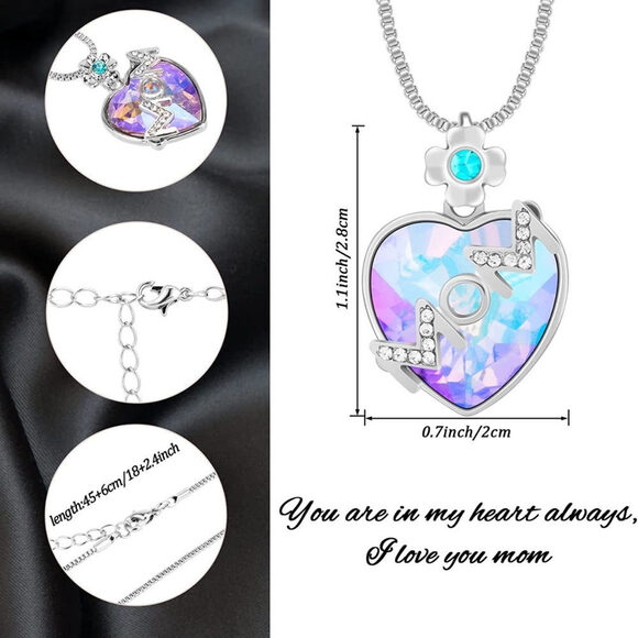 Mom Necklace + Preserved Eternal Red Rose+ Gift Box+Bag+Card Valentine’s Day NEW - Picture 2 of 9